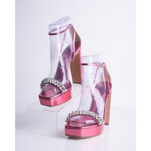 Alexandre Birman Womens Lenny Pink Crystal Platform Pumps Heels Sandal US 7.5